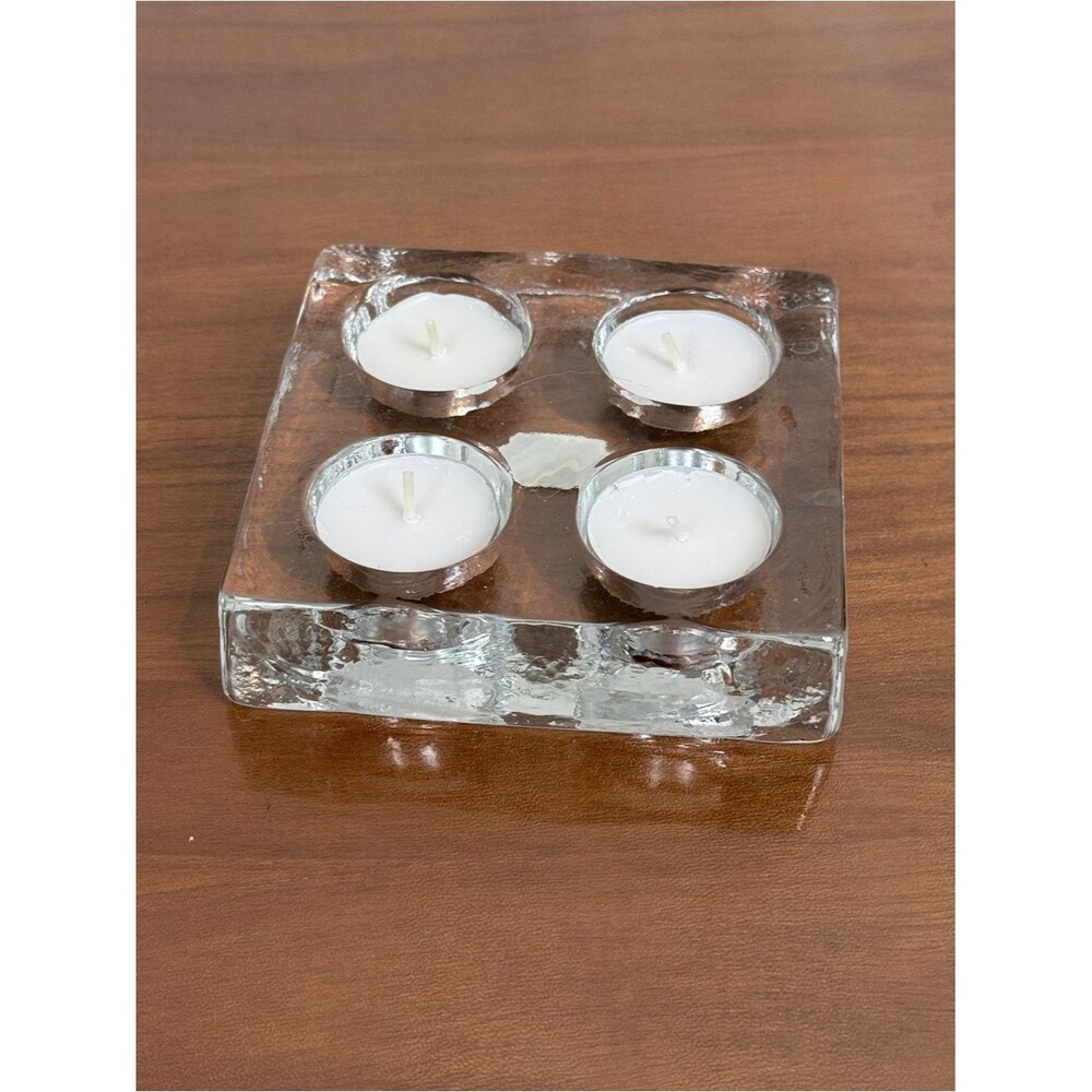 Crate&Barrel Clear Glass Four-Tea Light Candle Holder